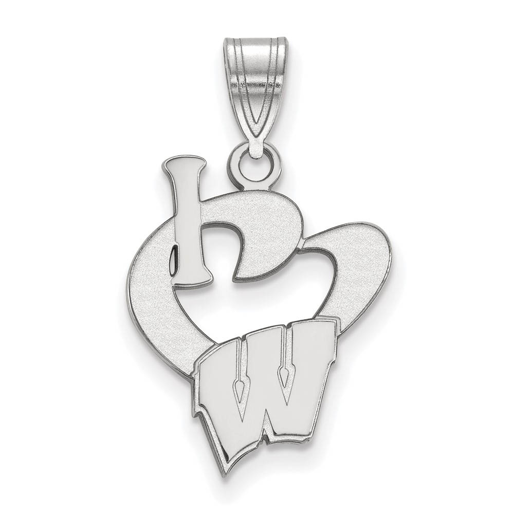 Sterling Silver U. of Wisconsin I Love Logo Pendant