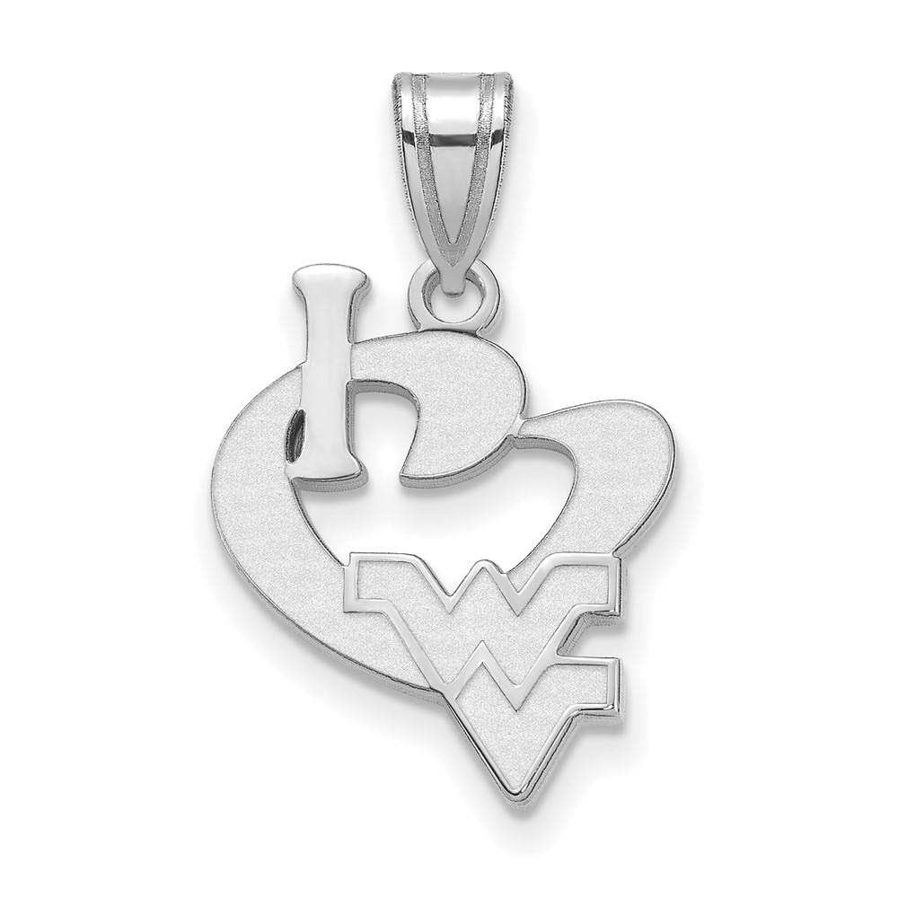 Sterling Silver West Virginia U. I Love Logo Pendant