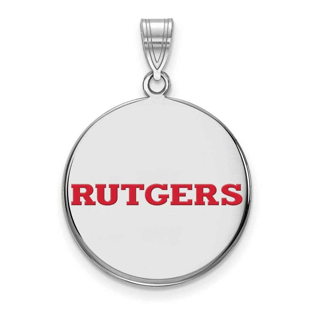 Sterling Silver Rutgers Enamel Script Disc Pendant