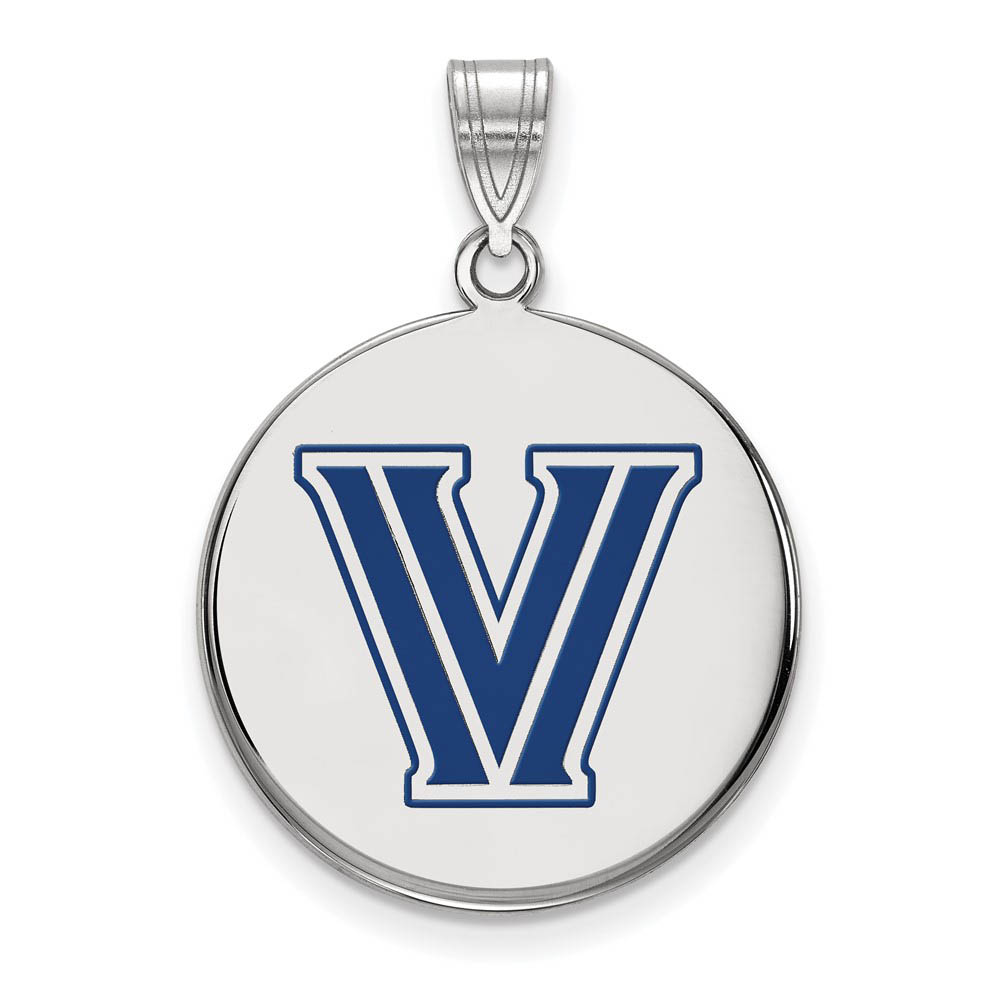 Sterling Silver Villanova U. Enamel Logo Disc Pendant