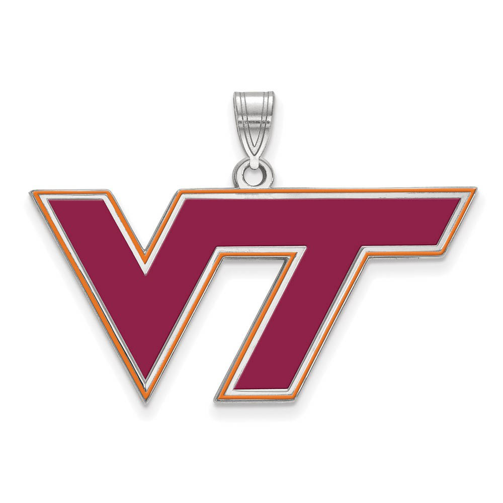 Sterling Silver Virginia Tech Enamel Logo Pendant