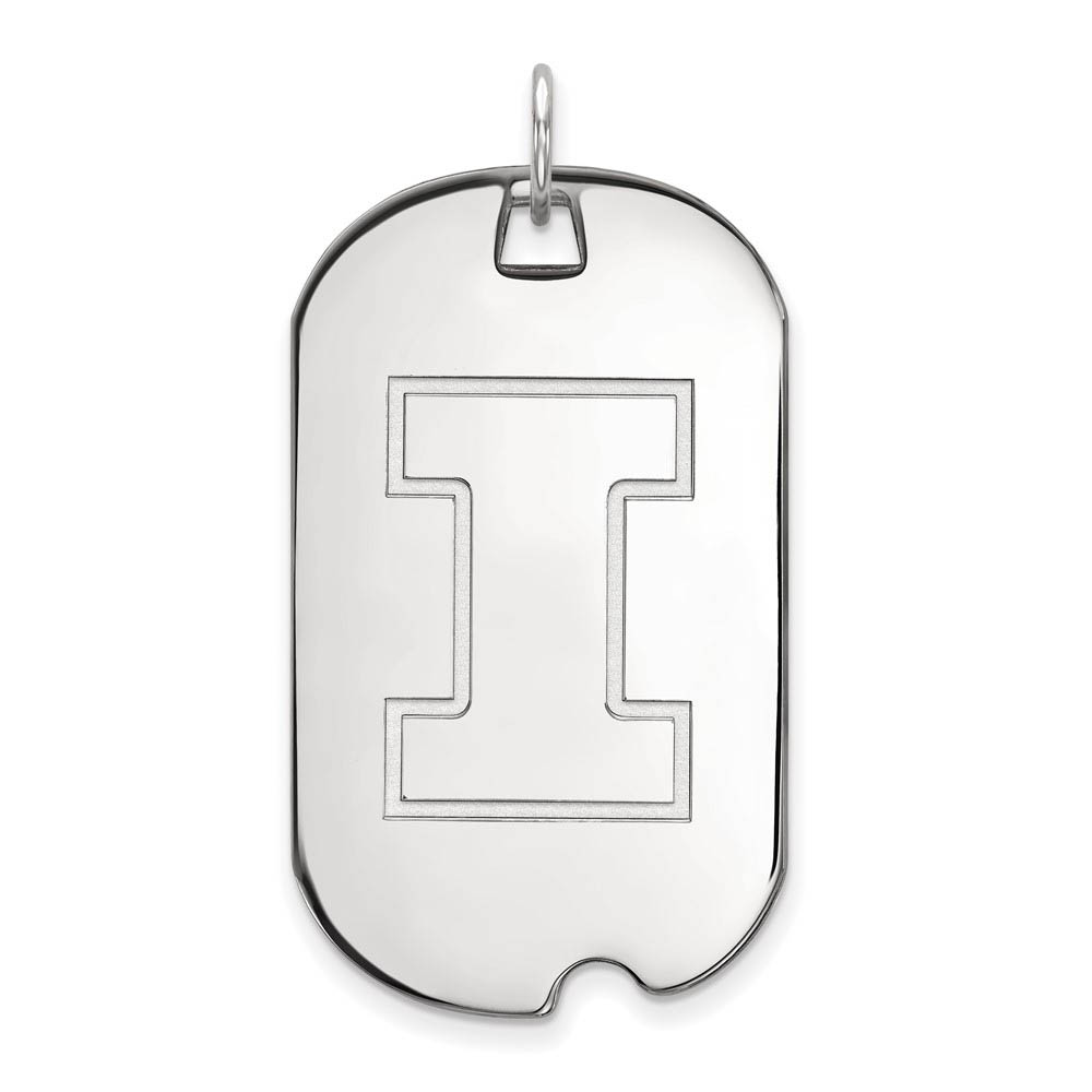 Sterling Silver U. of Illinois Initial I Dog Tag Pendant