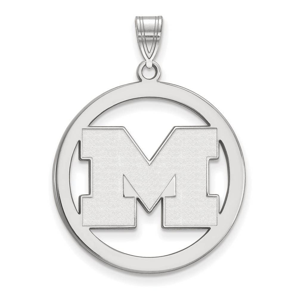 Sterling Silver U. of Michigan Initial Circle Pendant