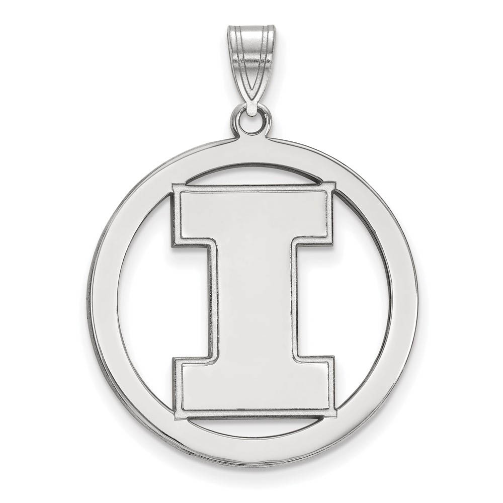 Sterling Silver U. of Illinois Initial I Circle Pendant