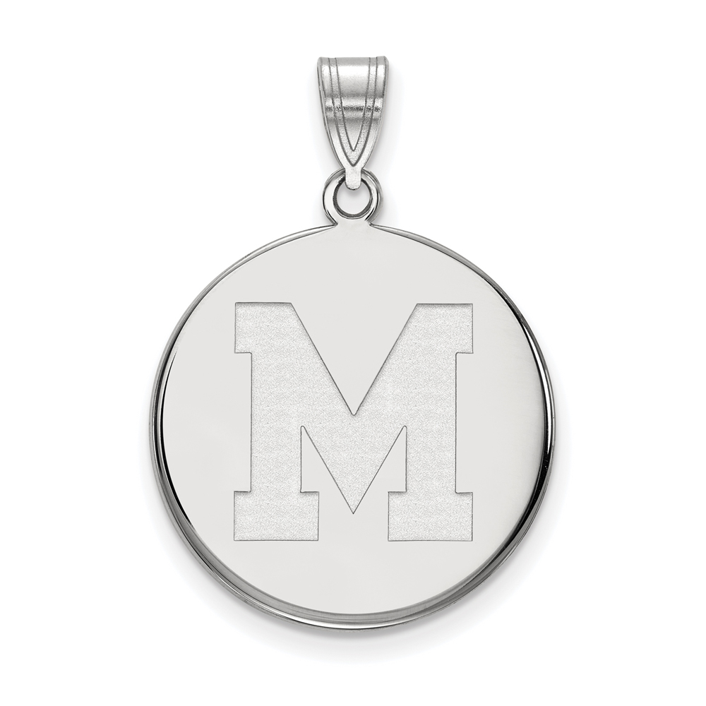 Sterling Silver U. of Memphis Large Initial Disc Pendant