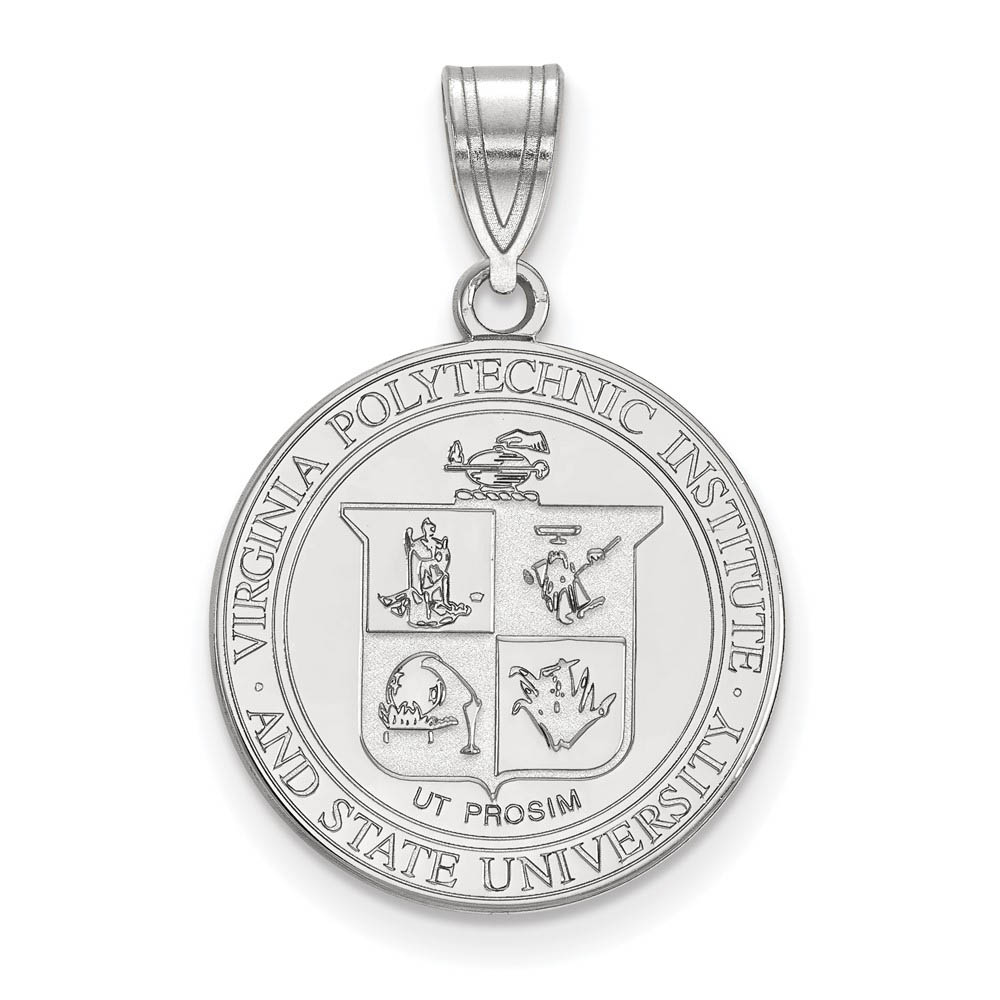 Sterling Silver Virginia Tech Crest Disc Pendant