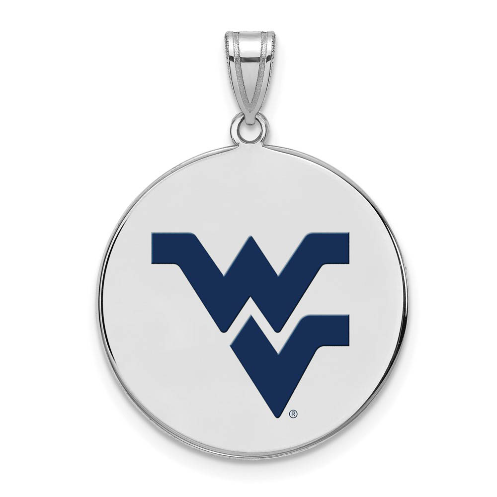 Sterling Silver West Virginia U. Enamel Logo Disc Pendant