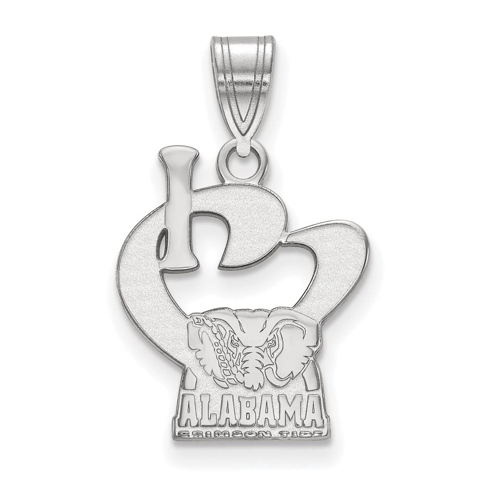 Sterling Silver U. of Alabama I Love Logo Pendant