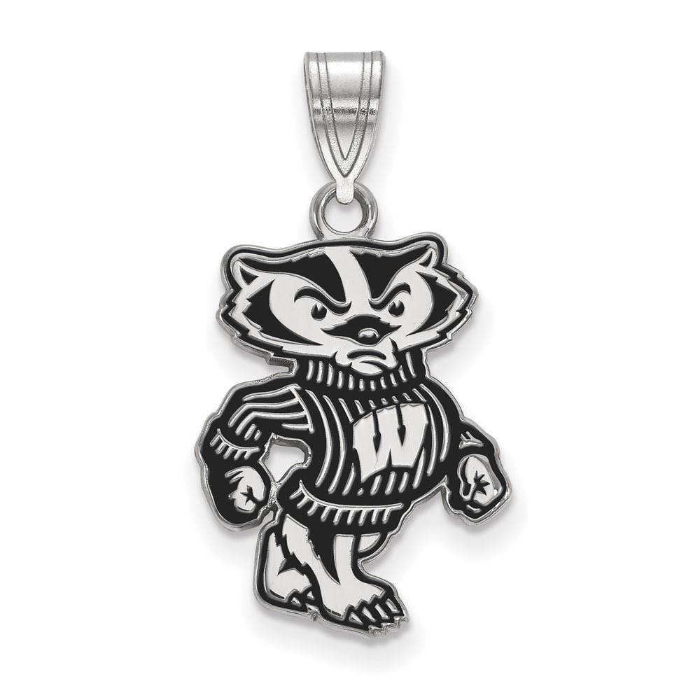 Sterling Silver U. of Wisconsin Badgers Enamel Pendant