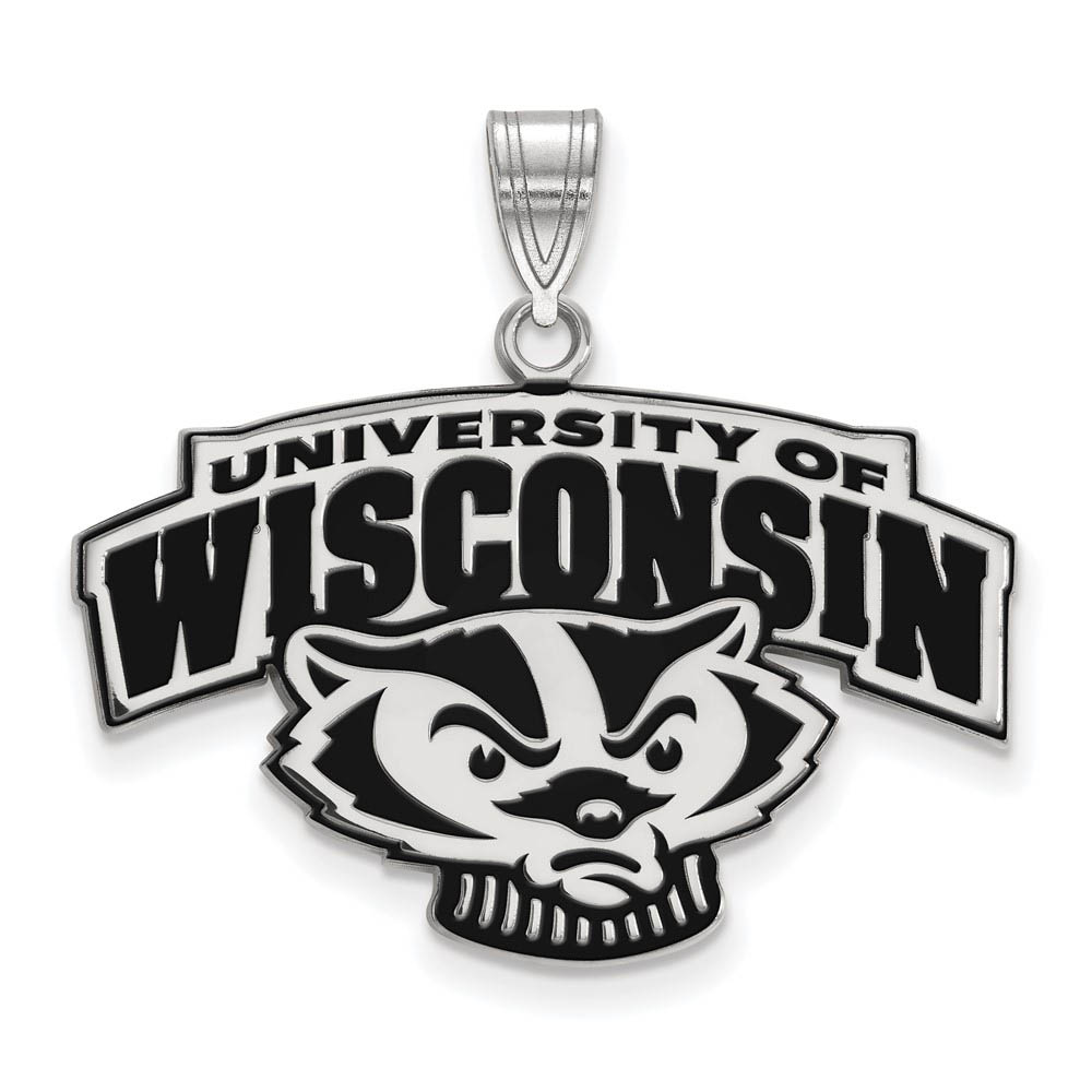 Sterling Silver U. of Wisconsin Mascot Logo Enamel Pendant