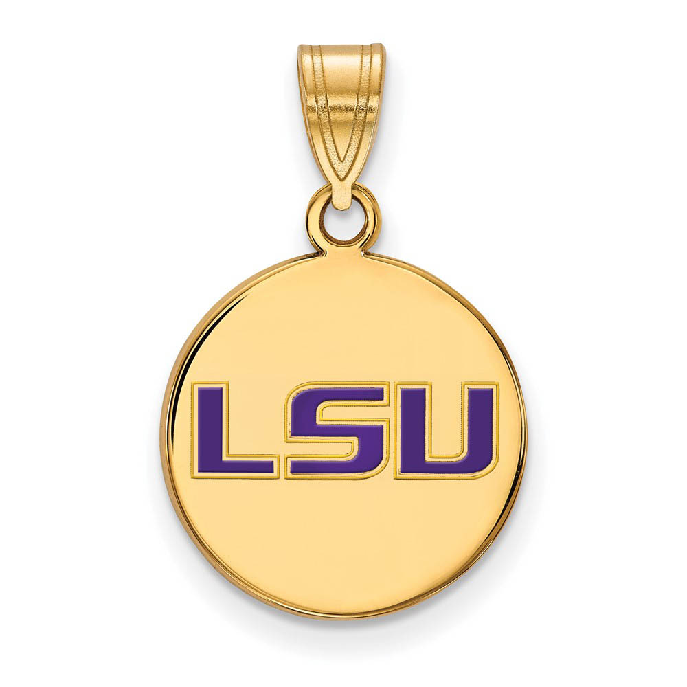 14k Gold Plated Silver Louisiana State Enamel Disc Pendant