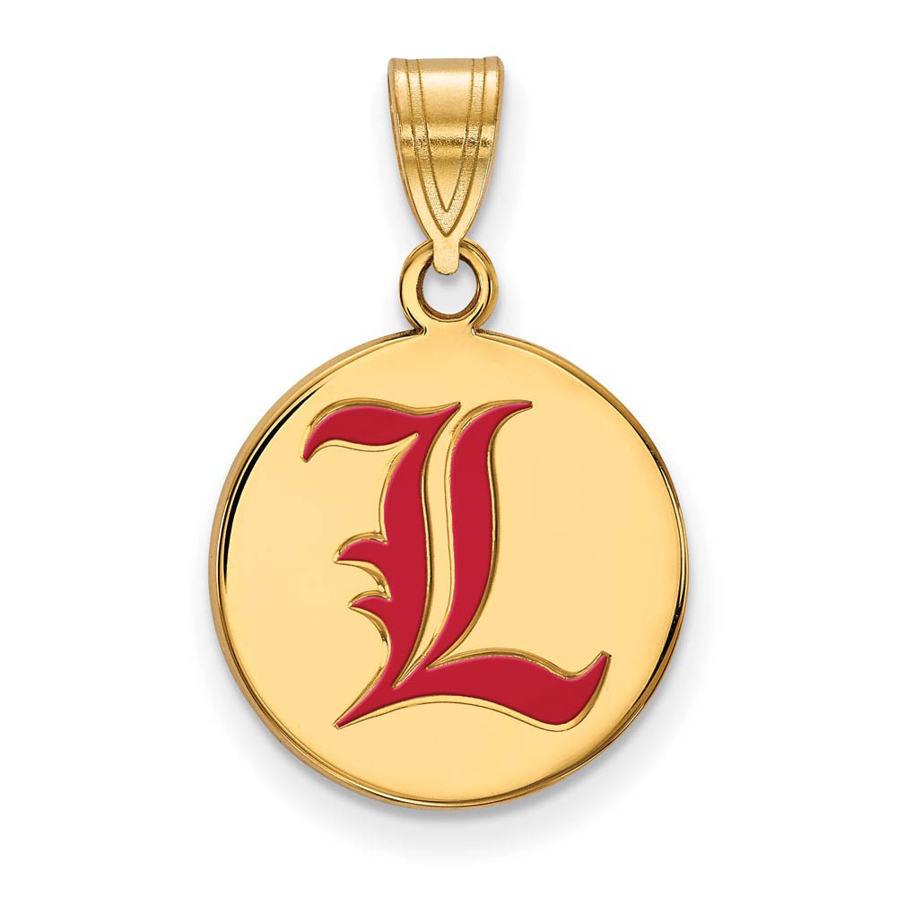 14k Gold Plated Silver U of Louisville Enamel Disc Pendant