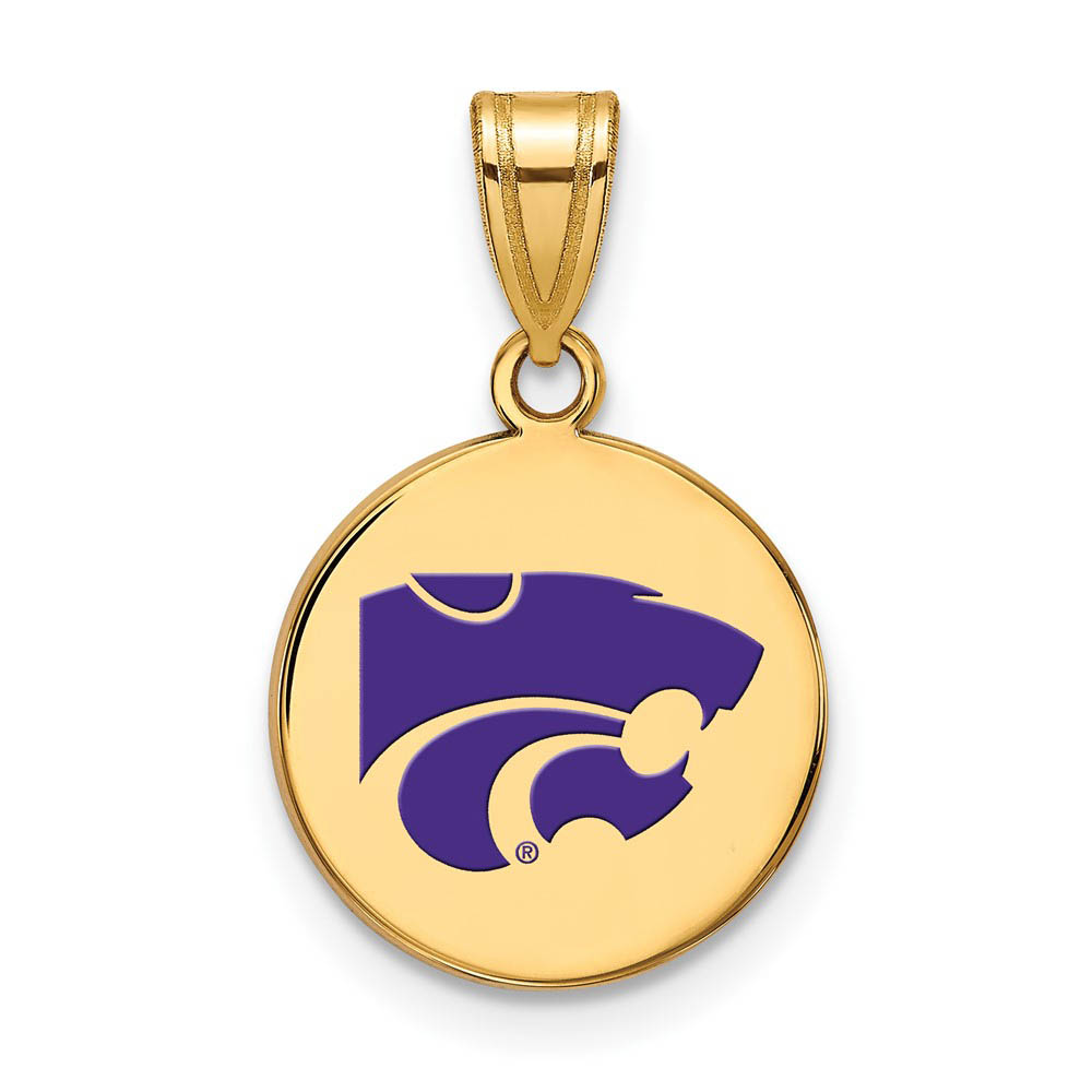 14k Gold Plated Silver Kansas State Enamel Disc Pendant