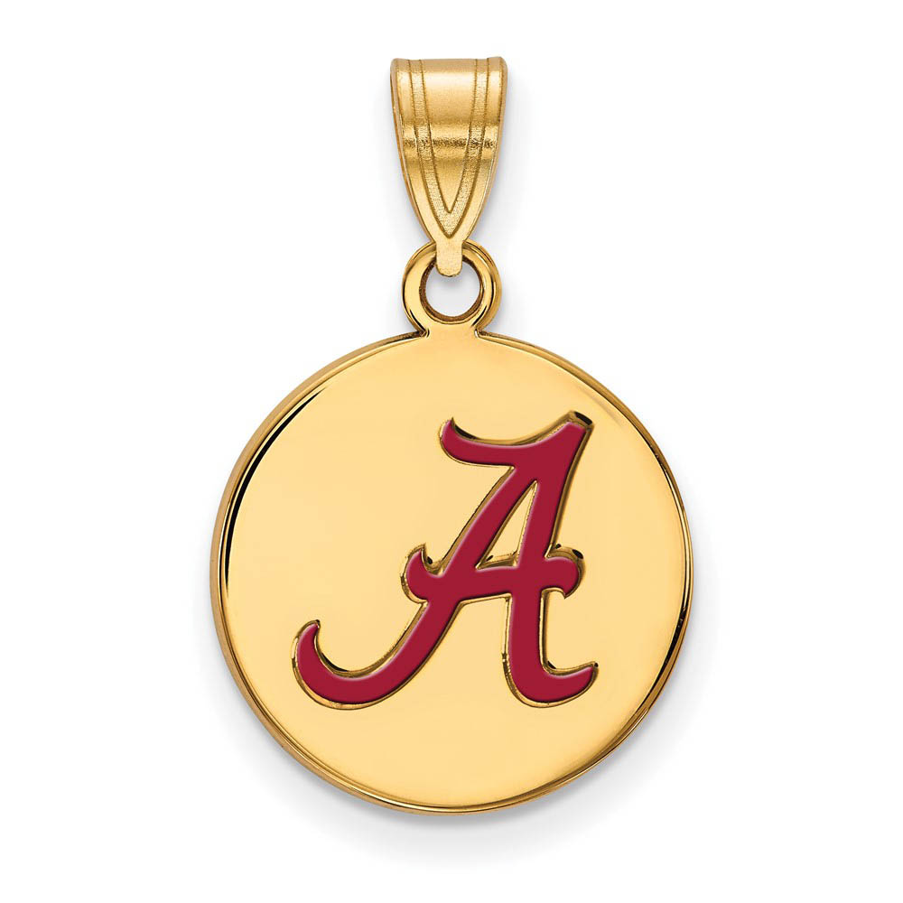 14k Gold Plated Silver U. of Alabama Enameled Disc Pendant