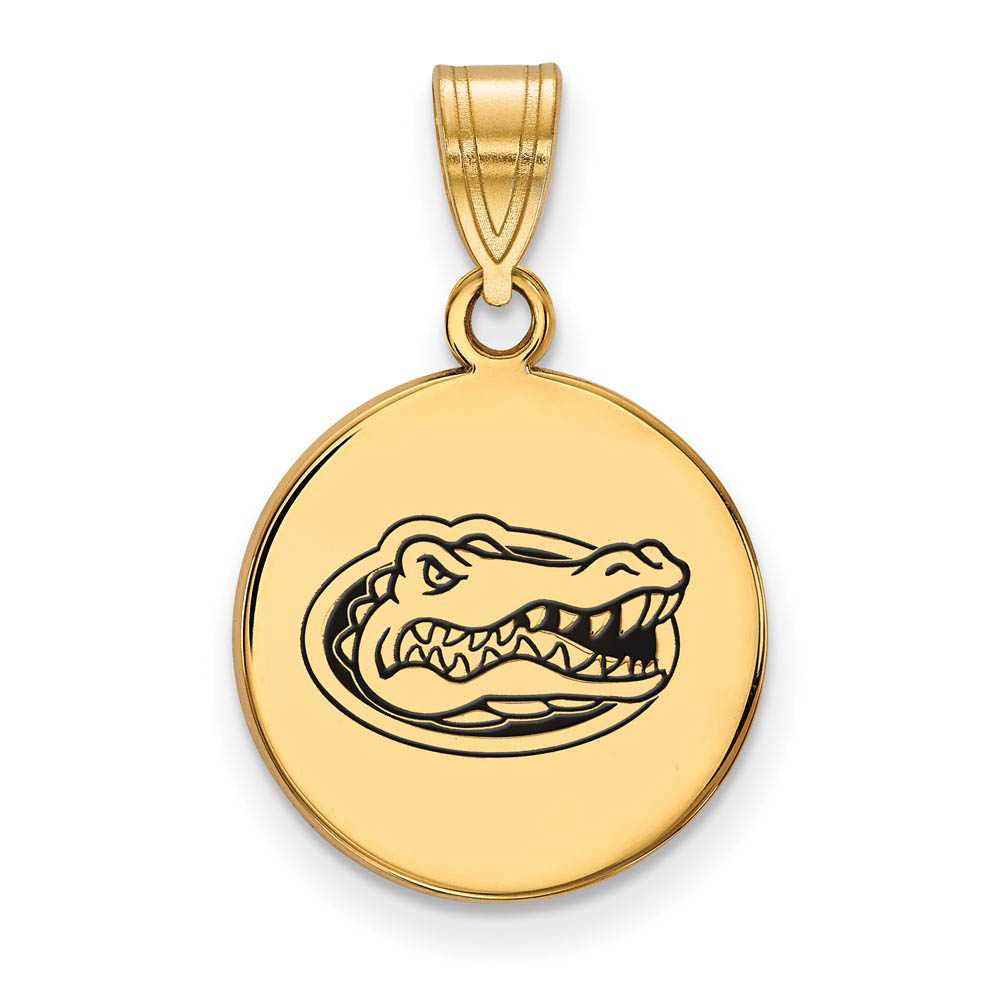 14k Gold Plated Silver U. of Florida Md Enamel Logo Disc Pendant