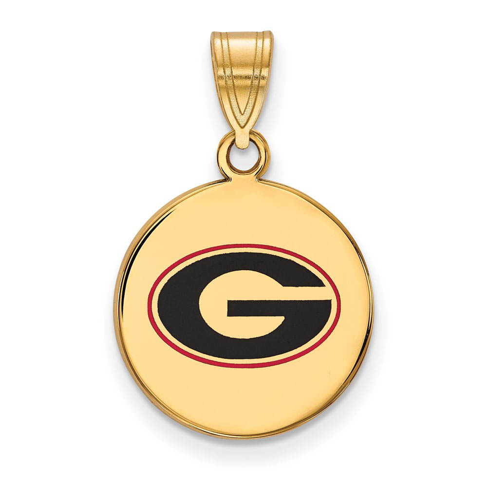 14k Gold Plated Silver U. of Georgia Enamel Disc Pendant