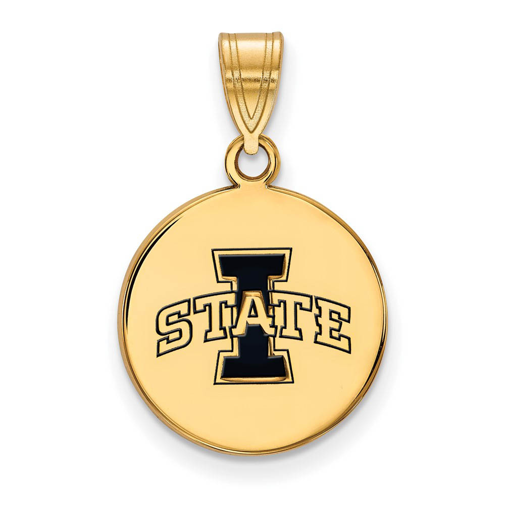 14k Gold Plated Silver Iowa State Med Enamel Disc Pendant