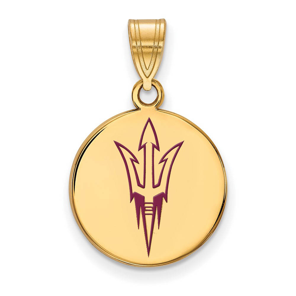 14k Gold Plated Silver Arizona State MD Enameled Disc Pendant
