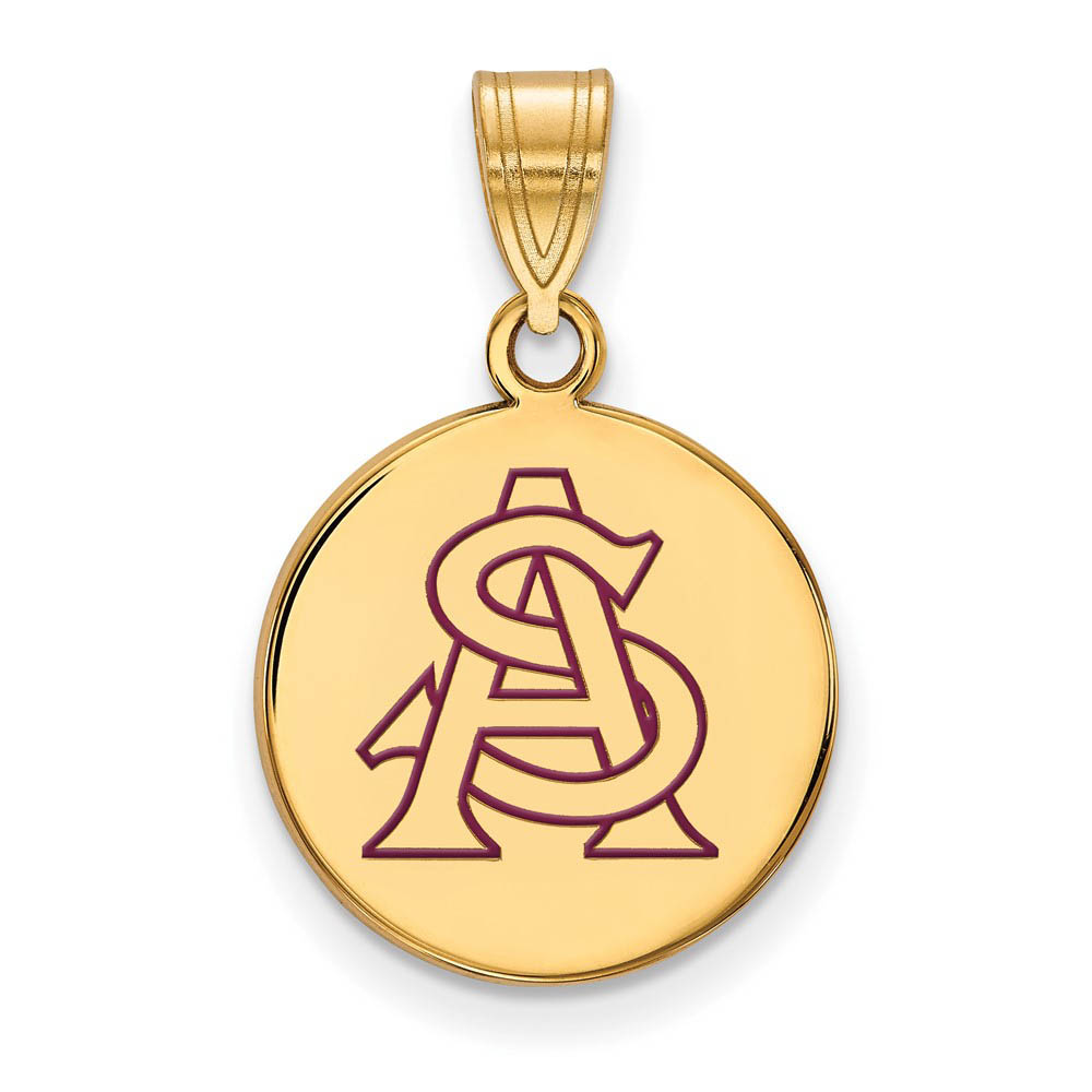 14k Gold Plated Silver Arizona State Enameled Disc Pendant