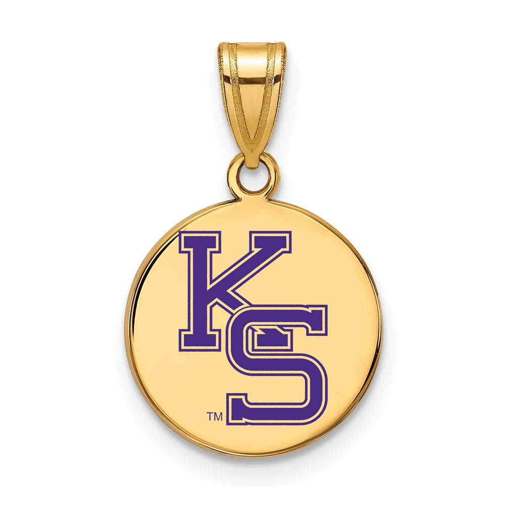14k Gold Plated Silver Kansas State Med Enamel Disc Pendant