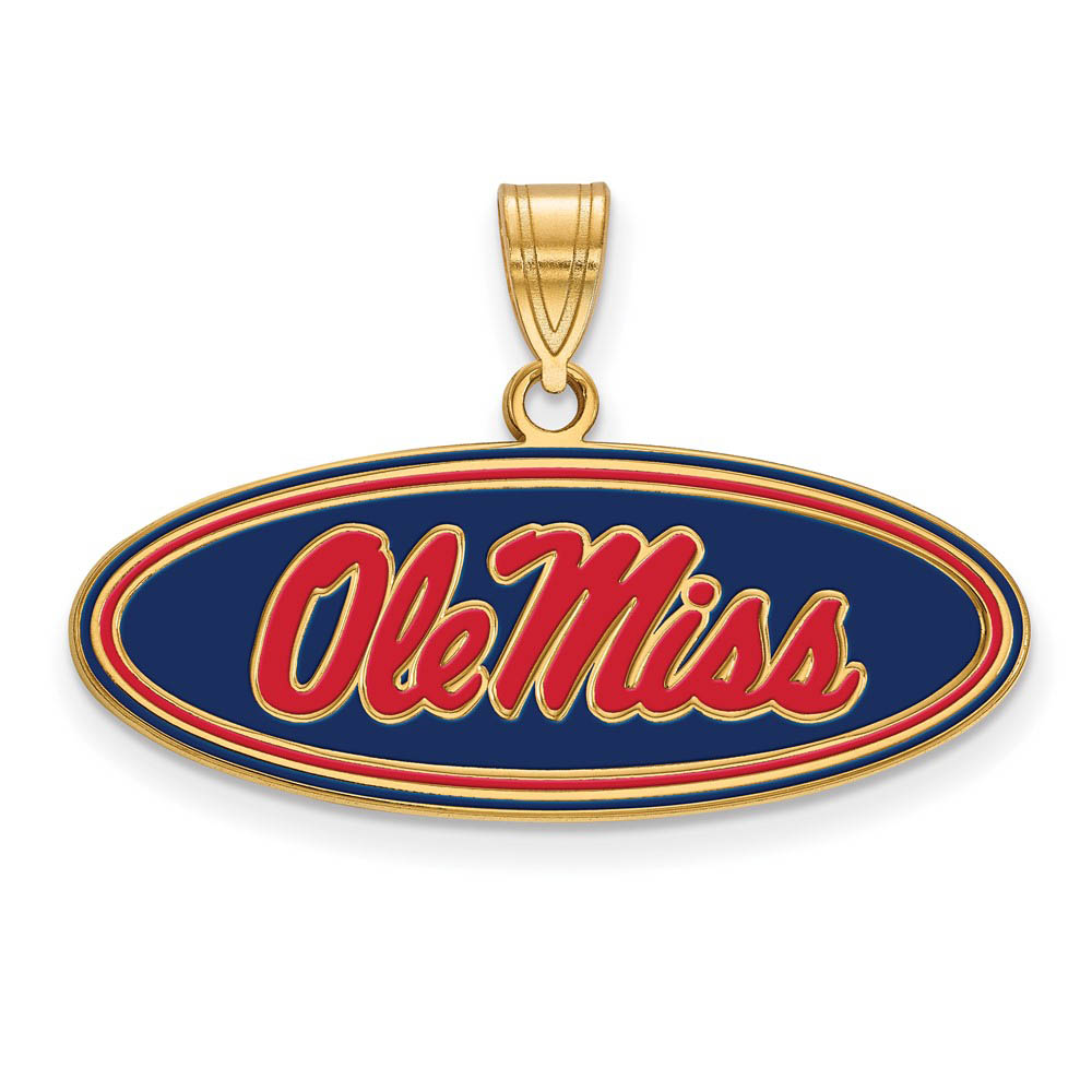14k Gold Plated Silver U. of Mississippi Enamel Pendant
