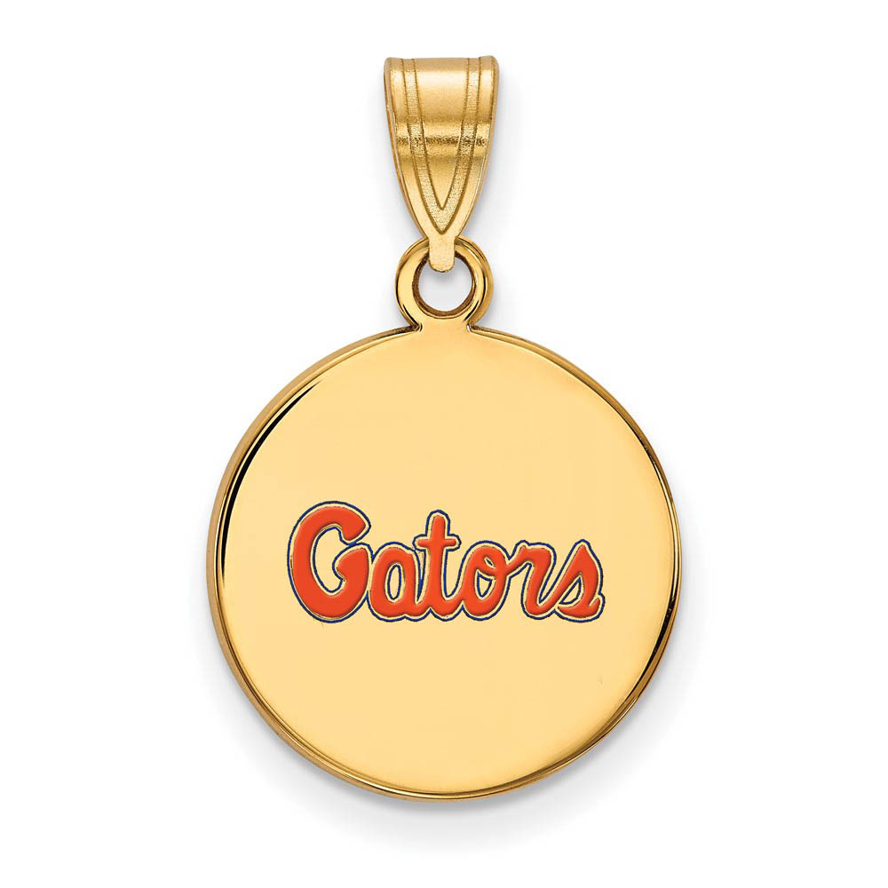 14k Gold Plated Silver U. of Florida Enamel Disc Pendant