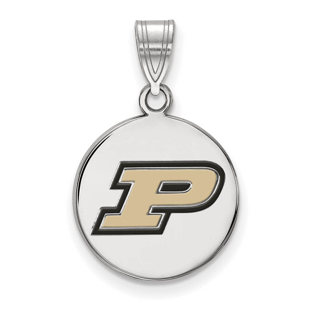 Sterling Silver Purdue Enamel 'P' Disc Pendant
