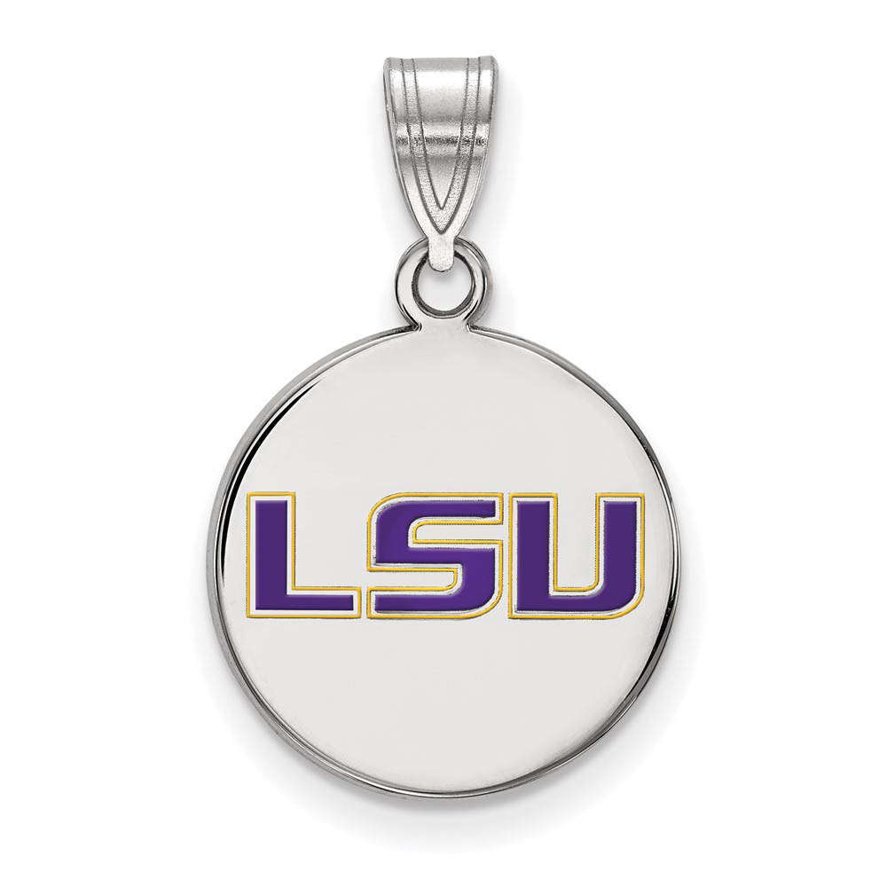 Sterling Silver Louisiana State Enamel Disc Pendant