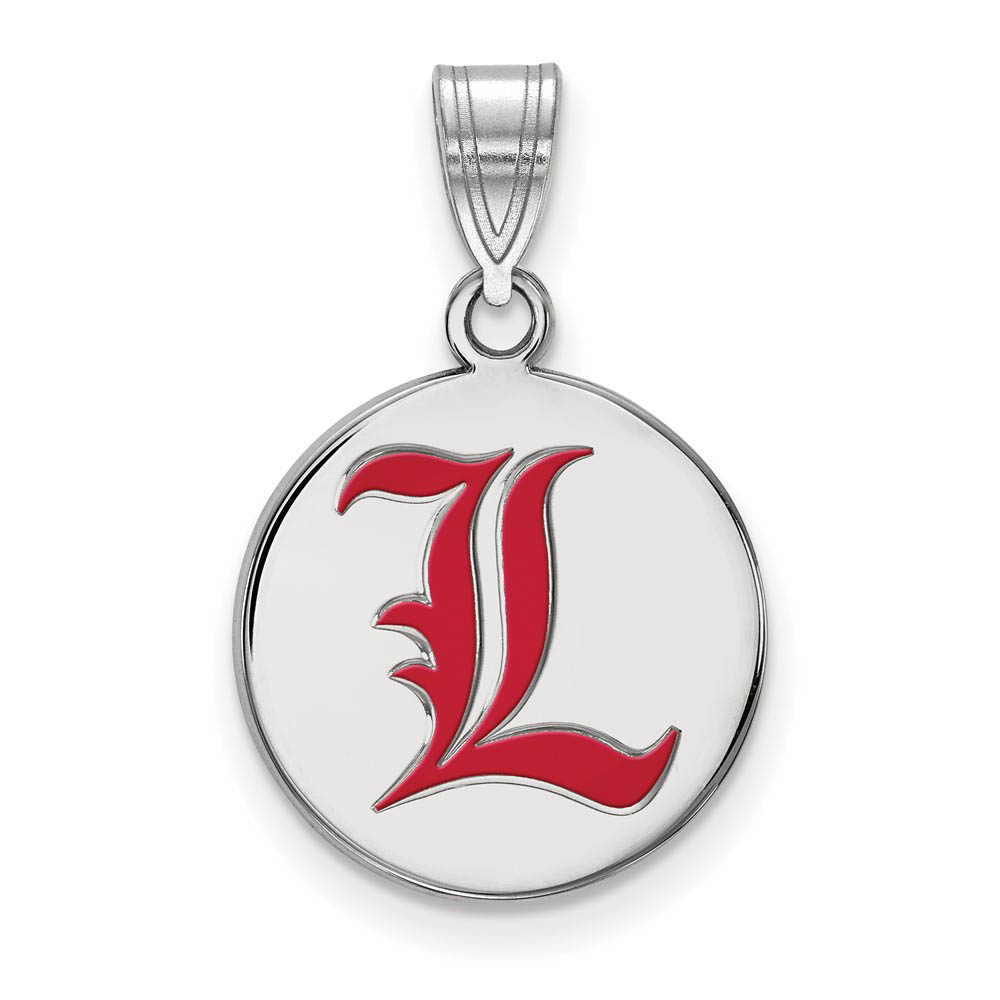 Sterling Silver U. of Louisville Enamel Disc Pendant