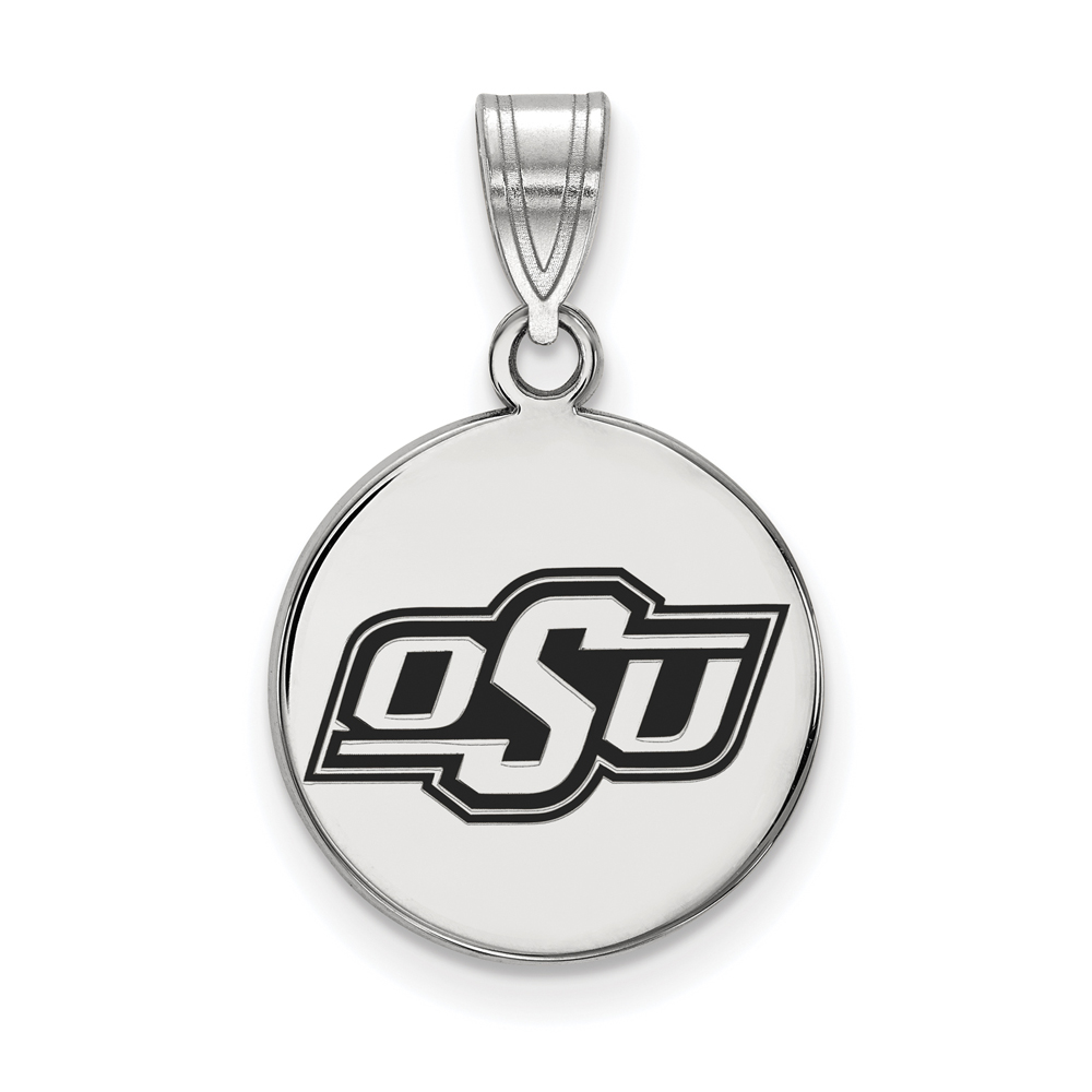 Sterling Silver Oklahoma State Enamel Disc Pendant