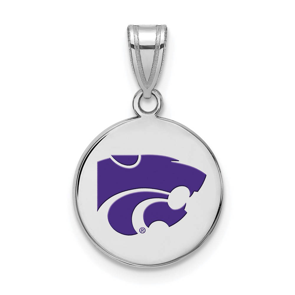 Sterling Silver Kansas State Enamel Mascot Disc Pendant