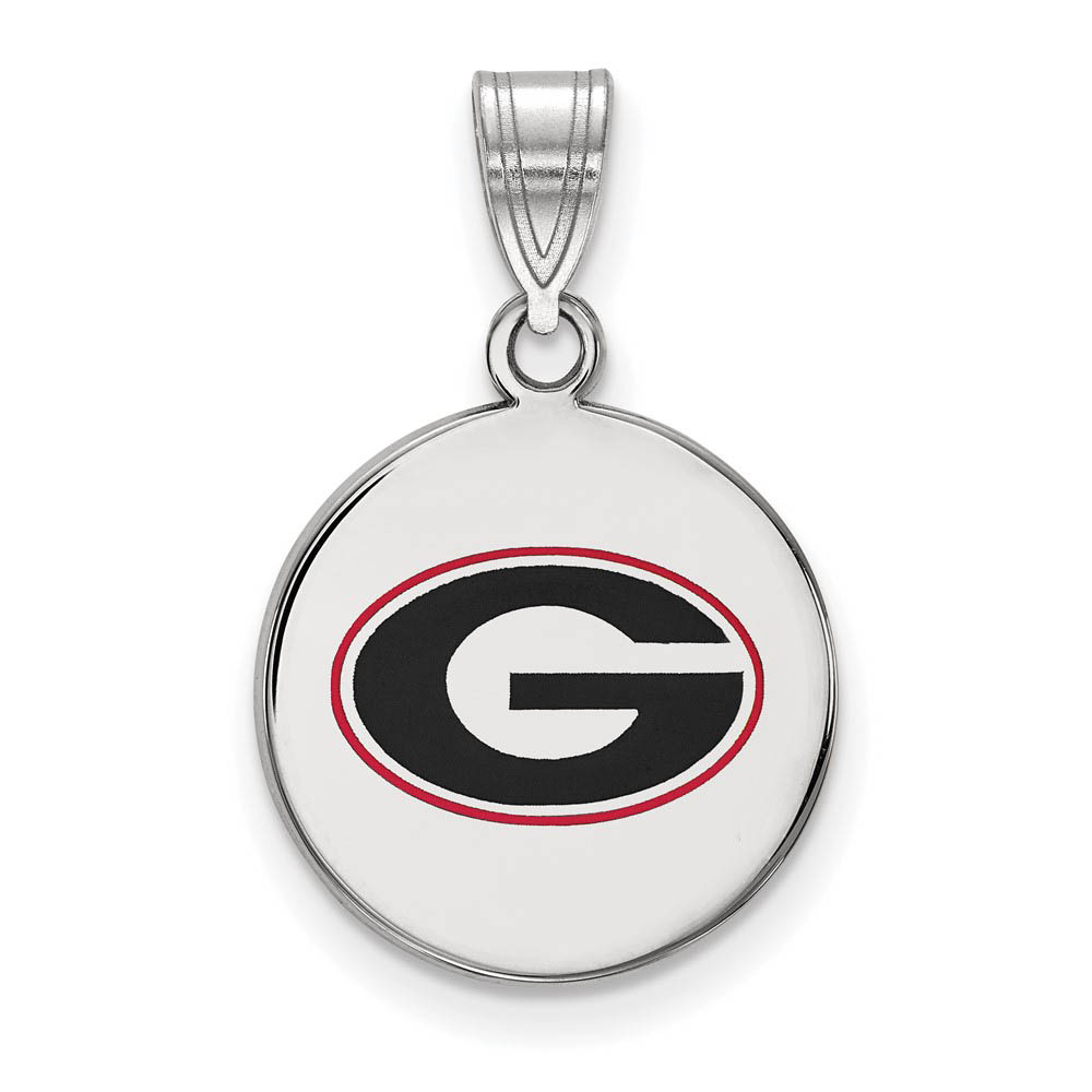 Sterling Silver U. of Georgia Enamel Disc Pendant