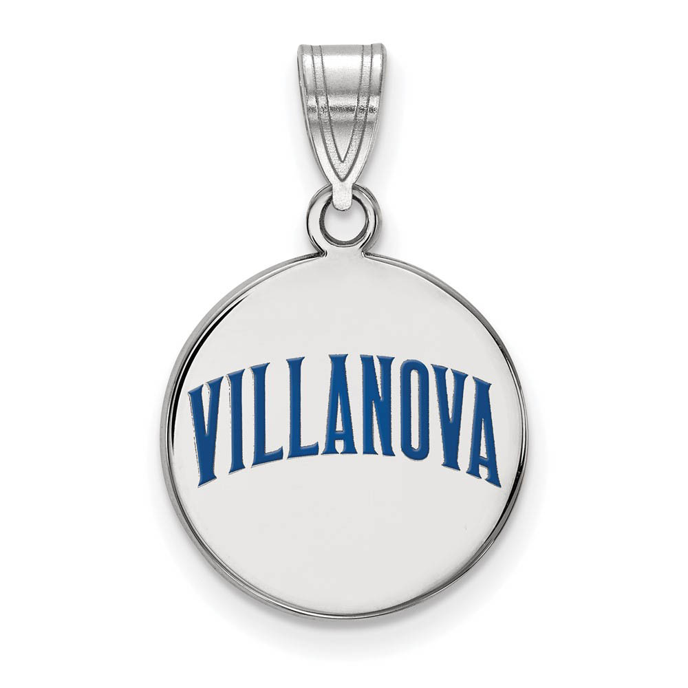 Sterling Silver Villanova U. Enamel Script Disc Pendant