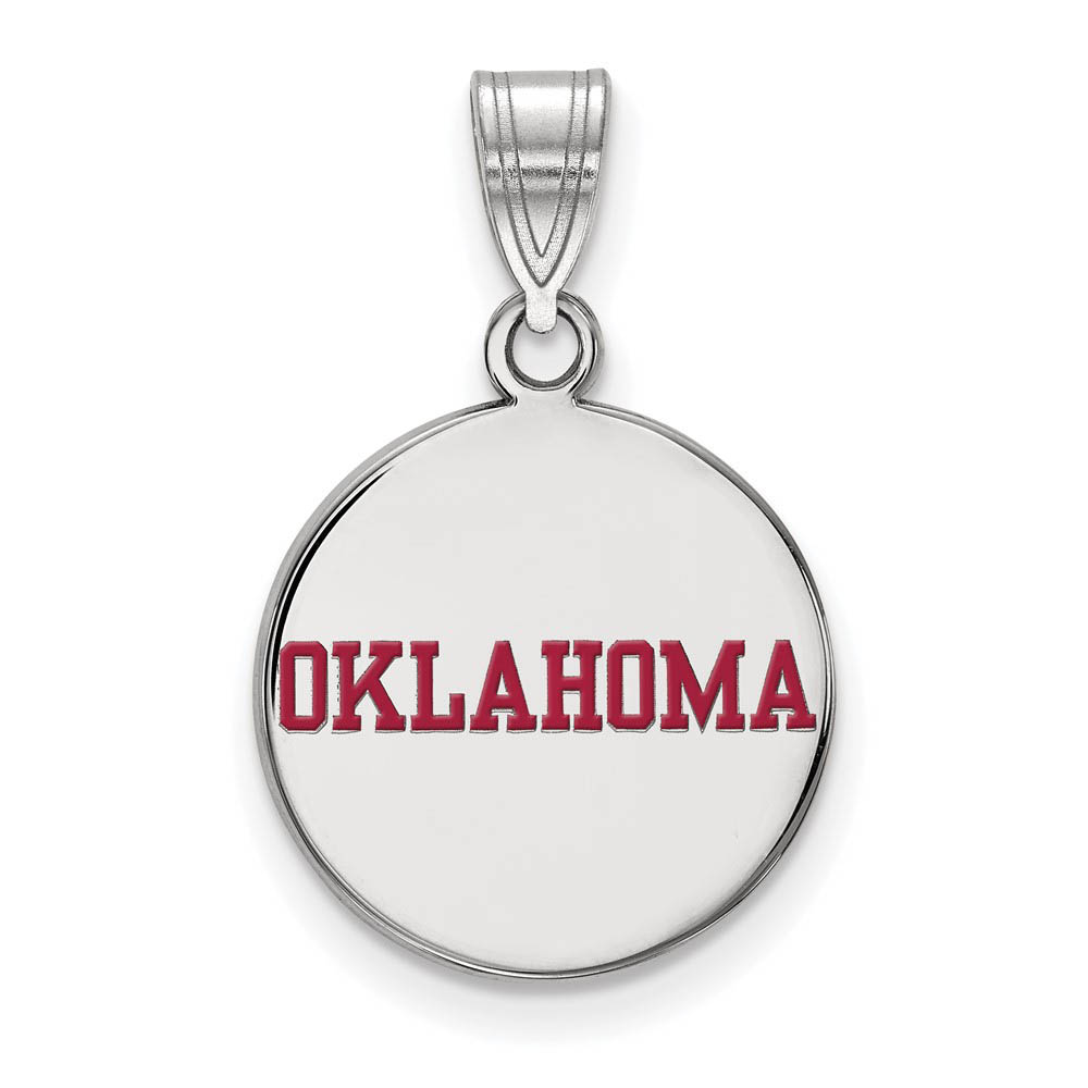 Sterling Silver U. of Oklahoma Enamel Disc Pendant