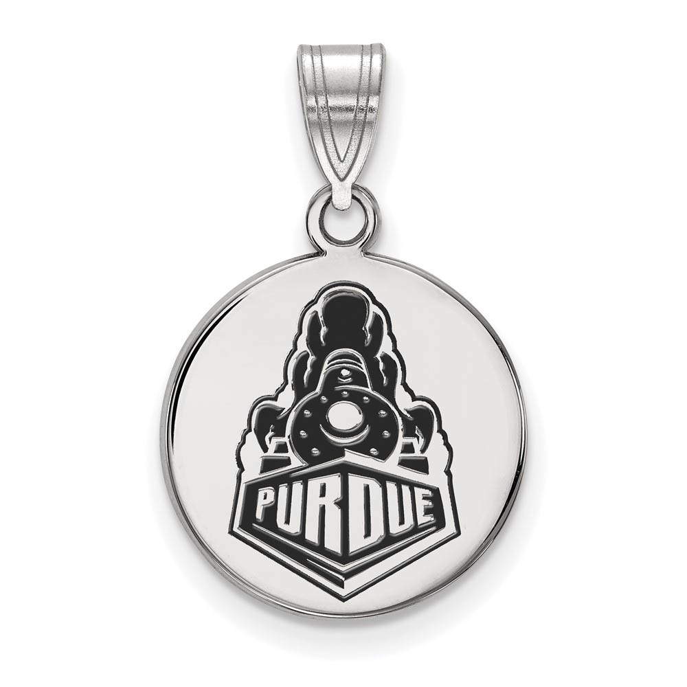 Sterling Silver Purdue Enamel Logo Disc Pendant