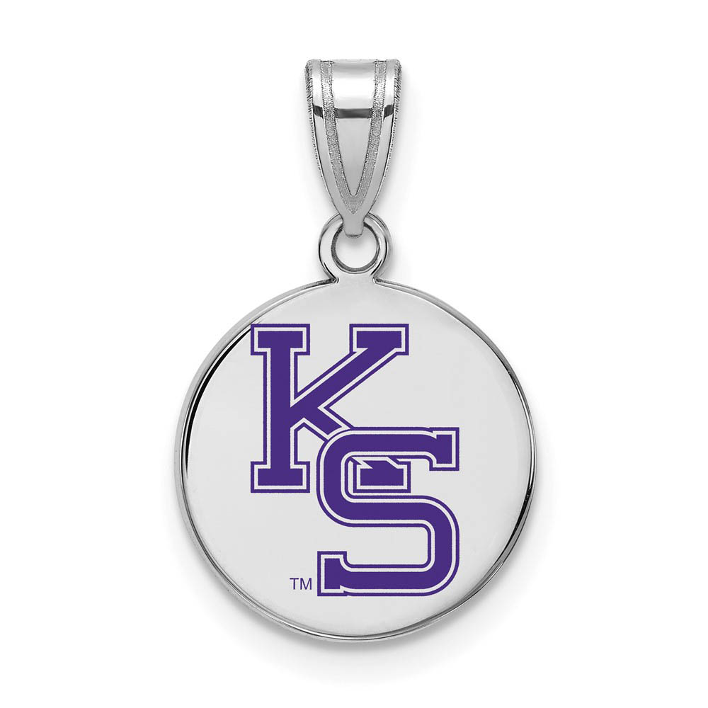 Sterling Silver Kansas State Enamel Disc Pendant