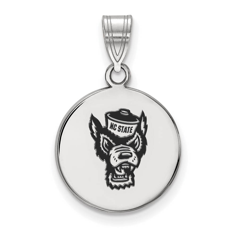 Sterling Silver North Carolina State Enamel Logo Disc Pendant