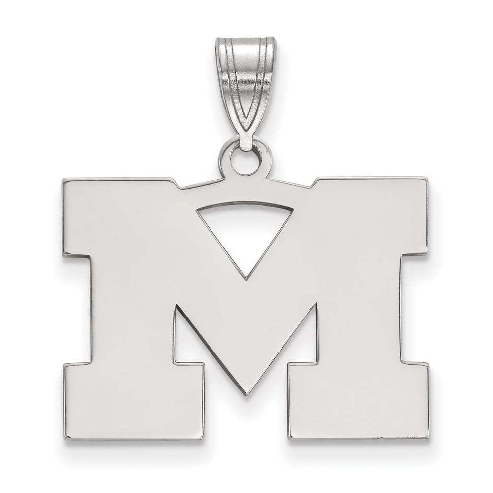 10k White Gold U. of Michigan Medium Initial Pendant