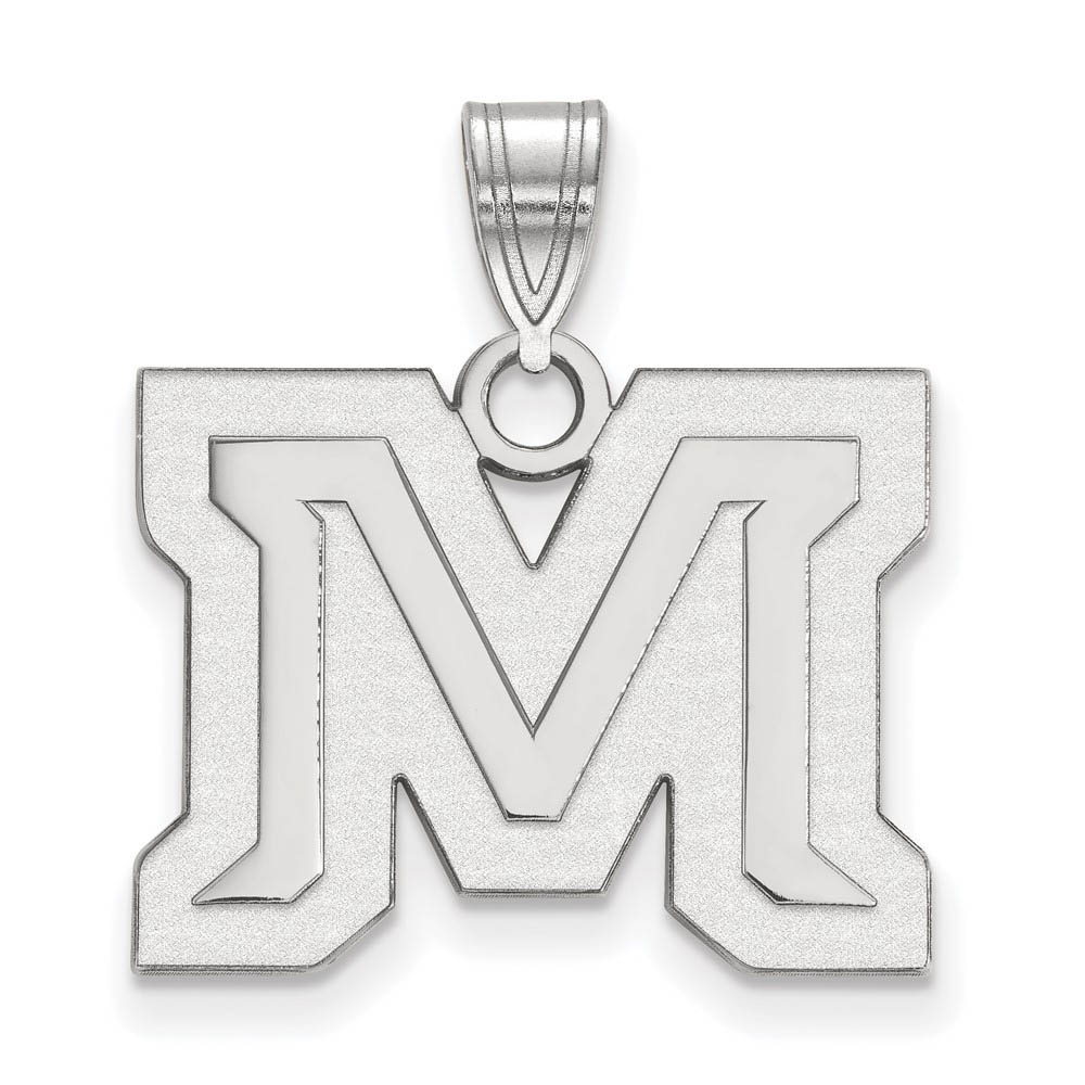 10k White Gold Montana State Medium 'M' Pendant