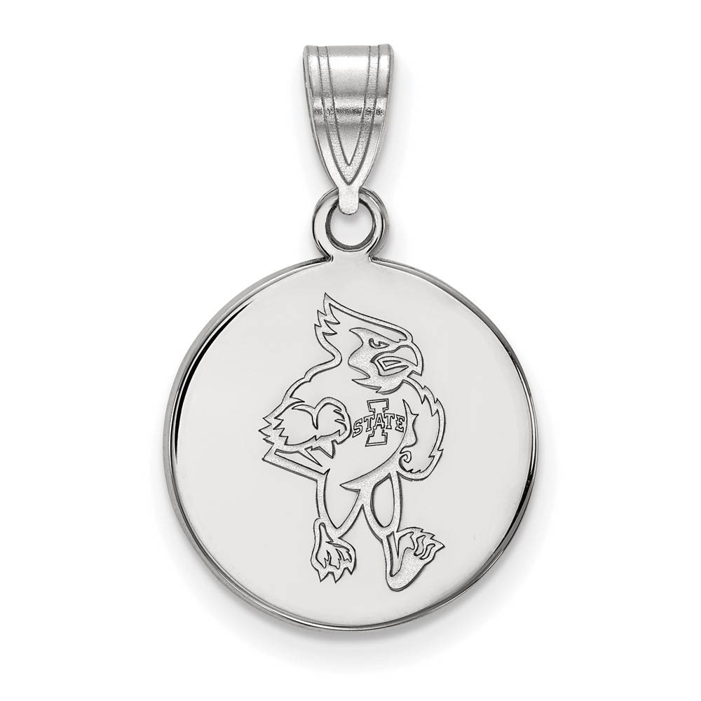 10k White Gold Iowa State Mascot Disc Pendant
