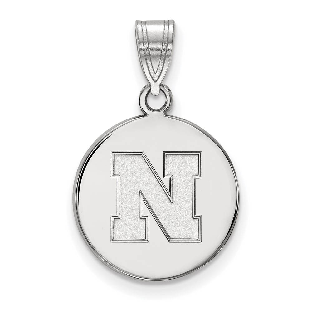 10k White Gold U. of Nebraska Initial N Disc Pendant