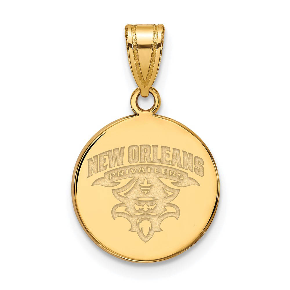 10k Yellow Gold U. of New Orleans Disc Pendant