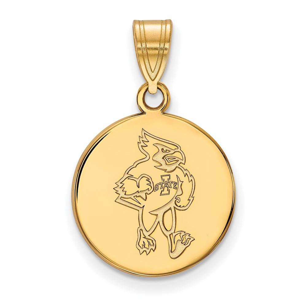 10k Yellow Gold Iowa State Mascot Disc Pendant