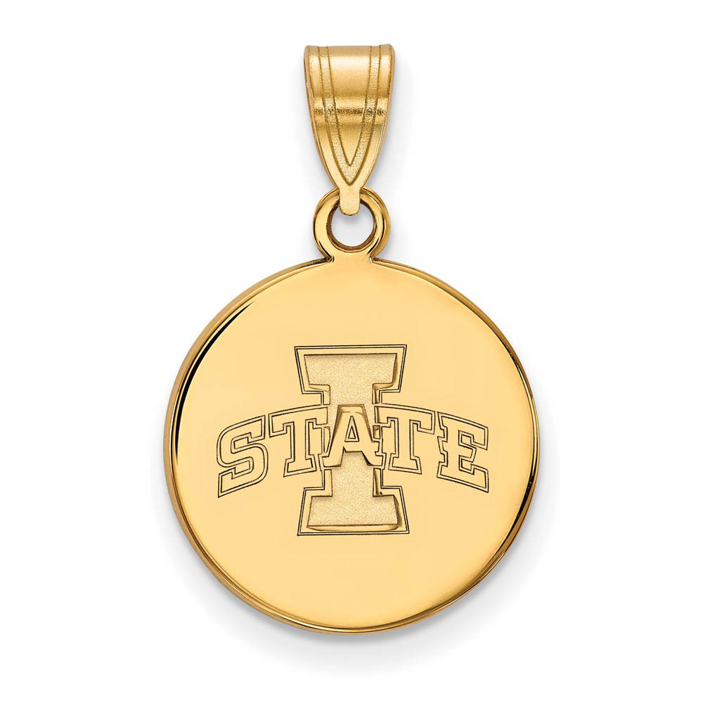10k Yellow Gold Iowa State Disc Pendant