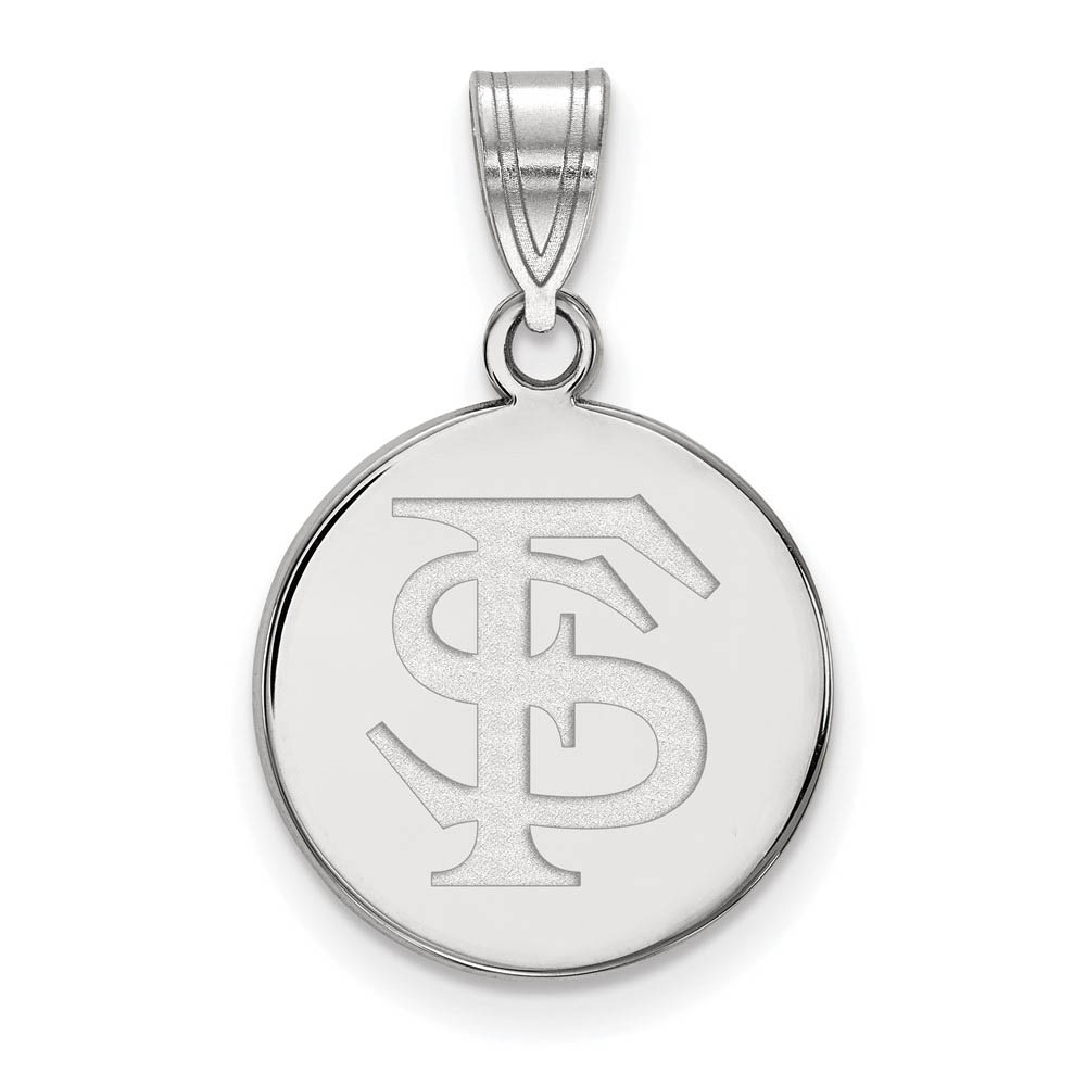 14k White Gold Florida State Disc Pendant