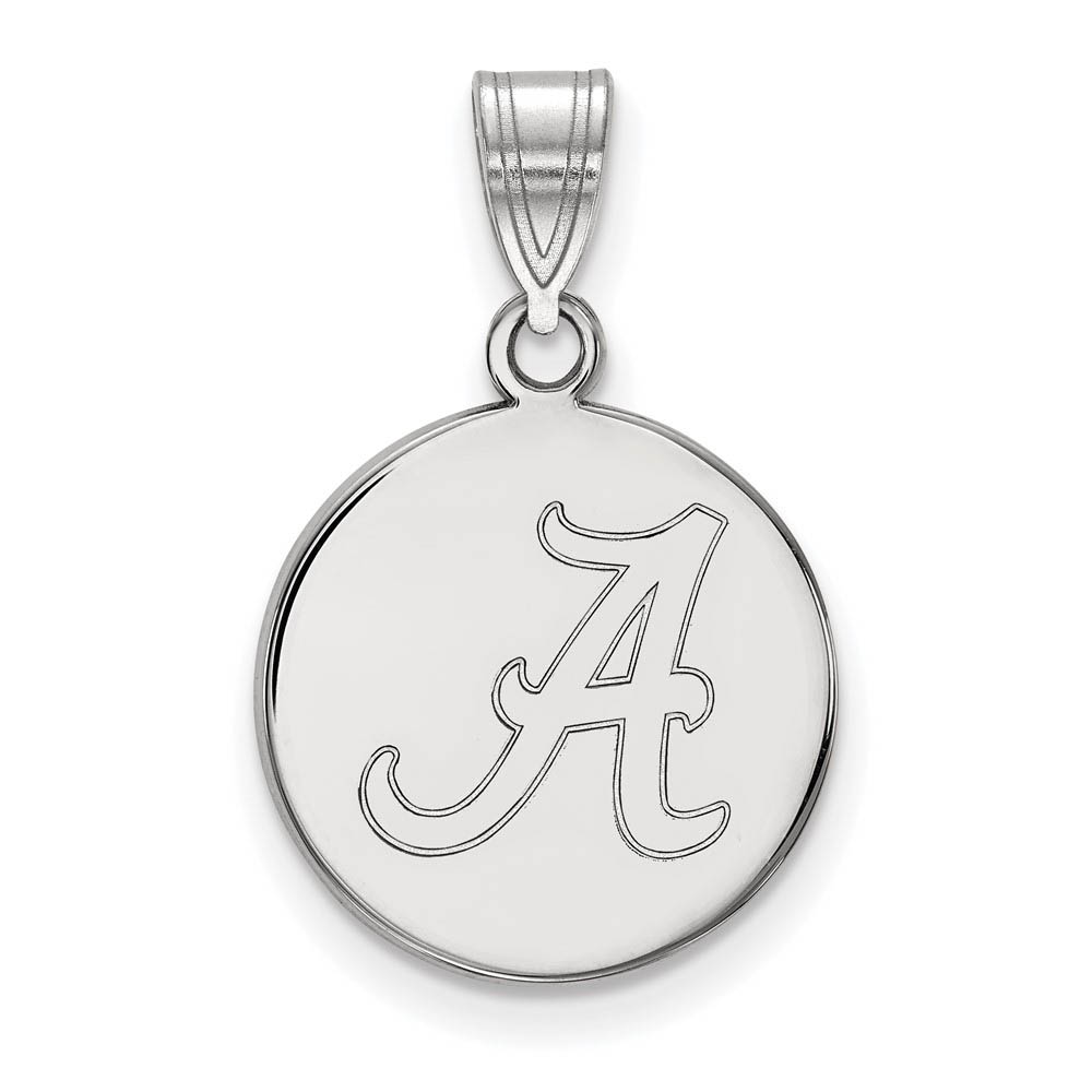 14k White Gold U. of Alabama Initial A Disc Pendant