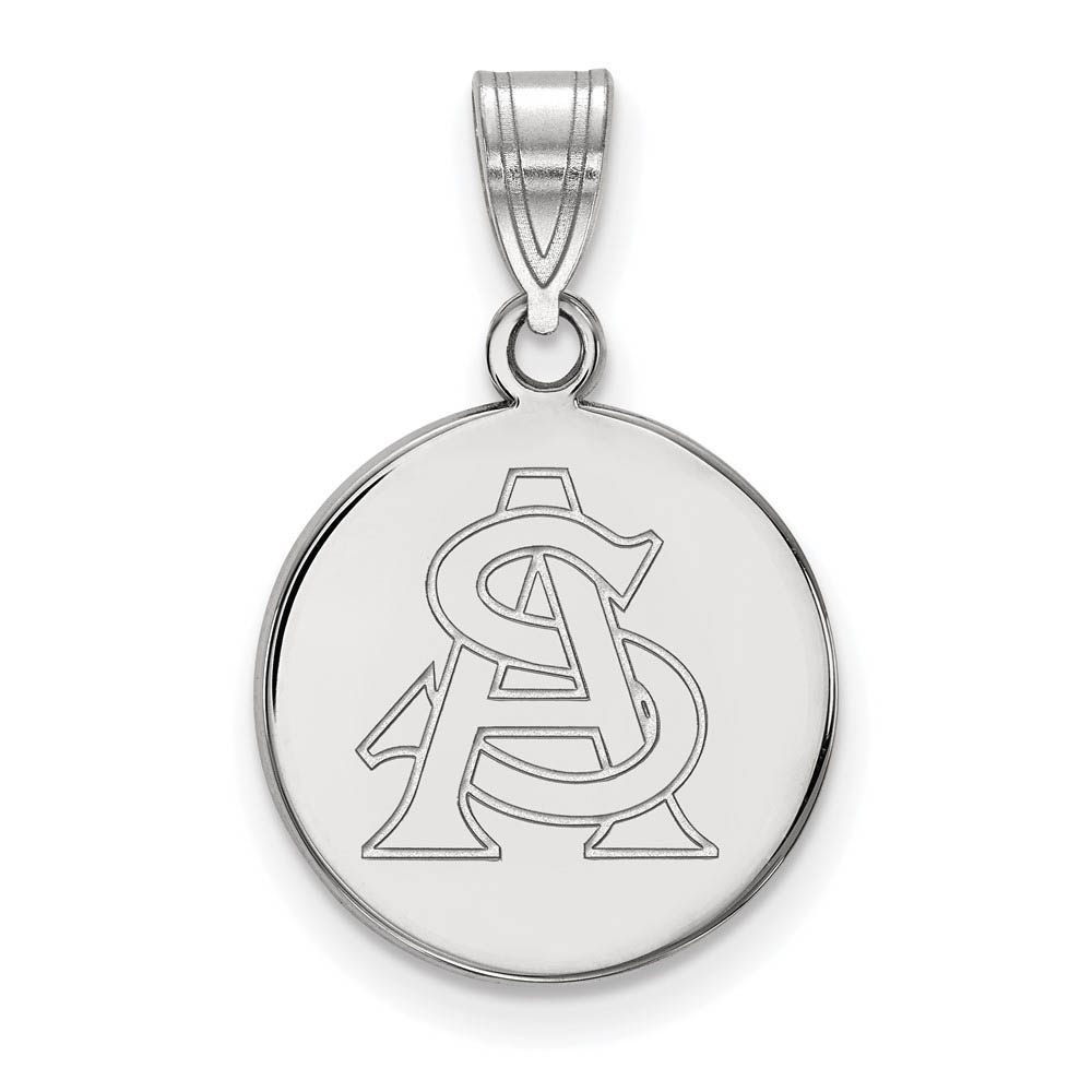 14k White Gold Arizona State 'AS' Disc Pendant