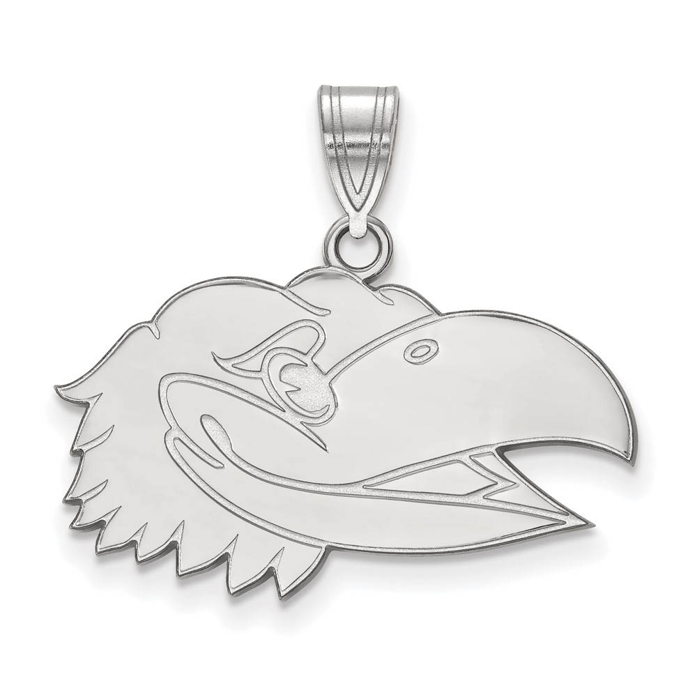 14k White Gold U. of Kansas Right Profile Mascot Pendant