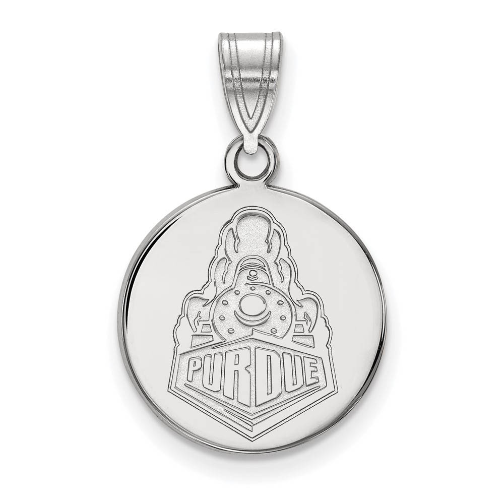 14k White Gold Purdue Logo Disc Pendant