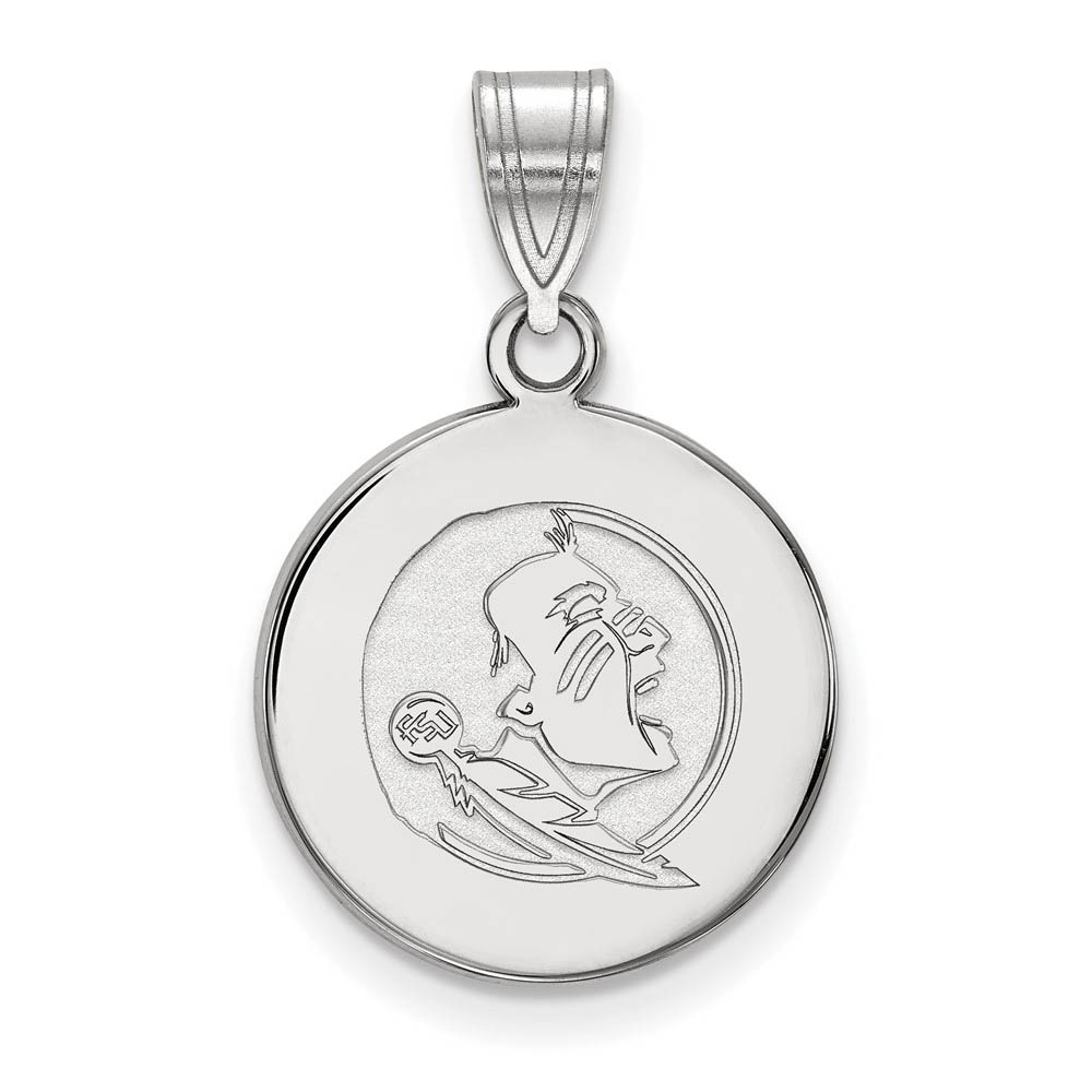 14K White Gold Florida State Mascot Disc Pendant